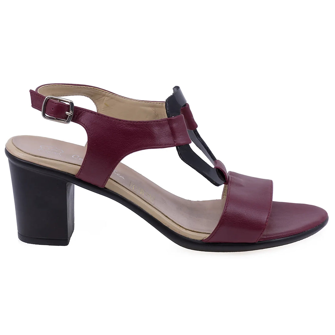 Sandale dama casual Caspian piele naturala Alma negru/bordo