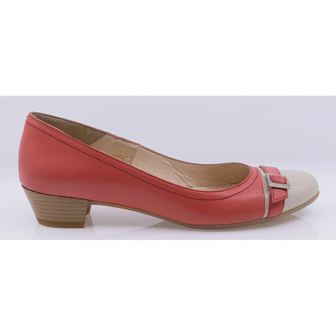 Pantofi dama casual piele naturala Caspian Sofia corai/bej