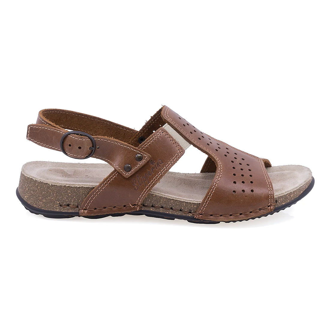 Sandale dama casual Slipperina piele naturala 9052-54 coniac