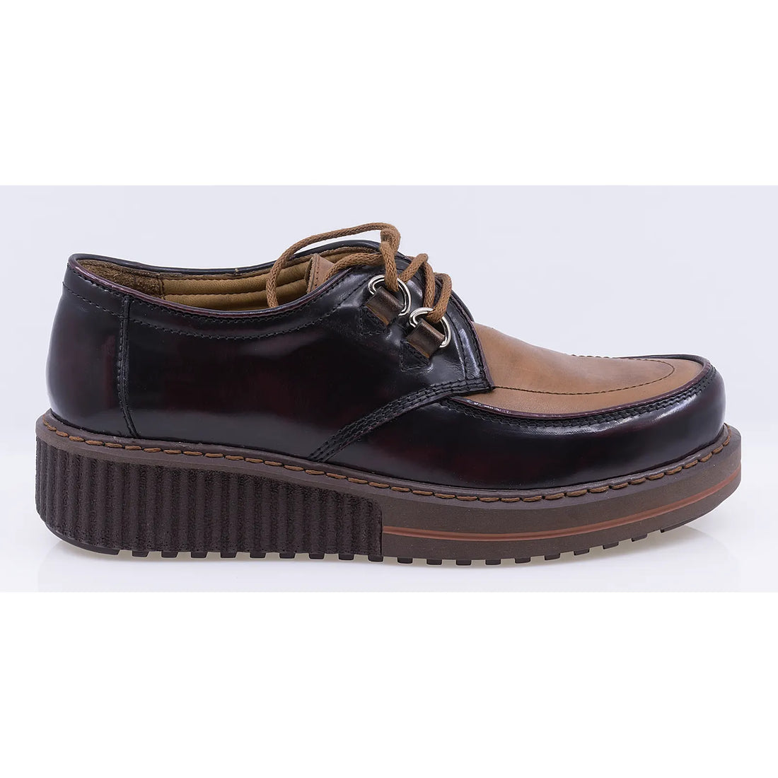 Pantofi dama casual piele naturala florantic Caspian Roba bordo/coniac