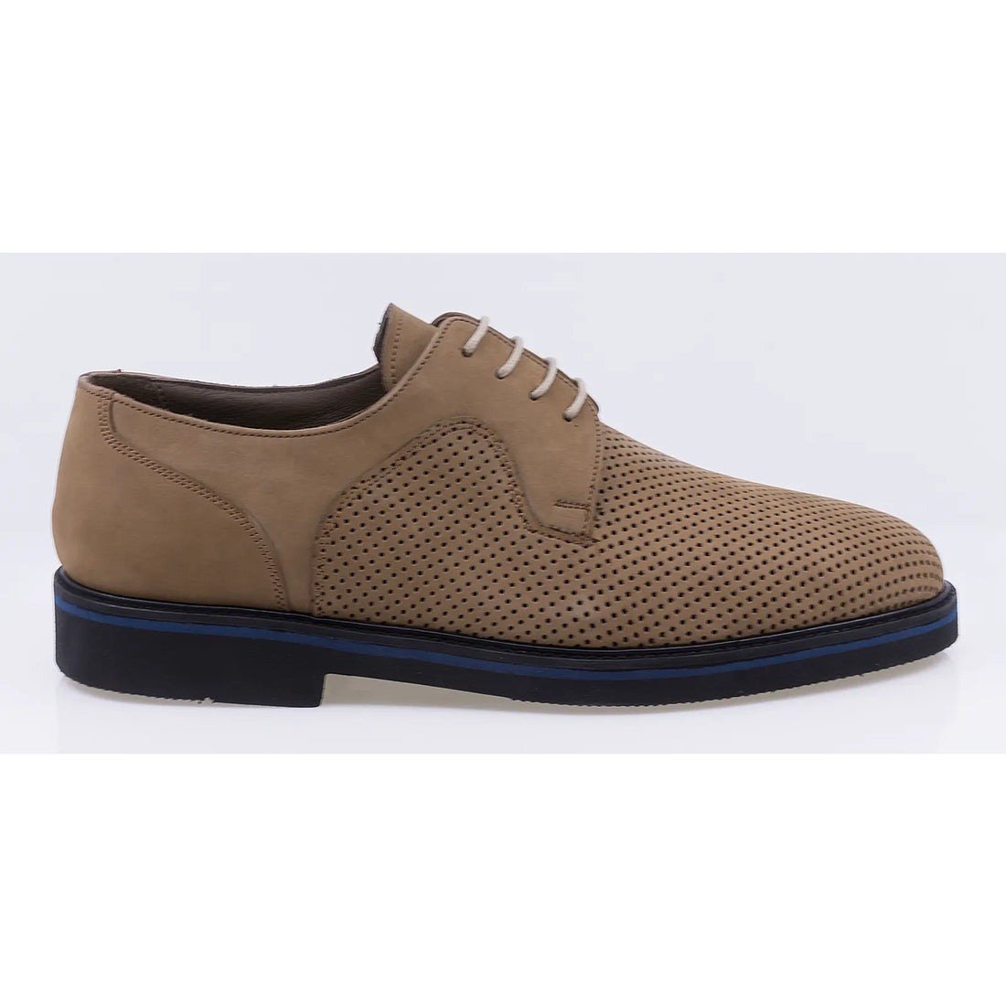 Pantofi barbati casual perforati piele naturala nabuc 777/1 bej
