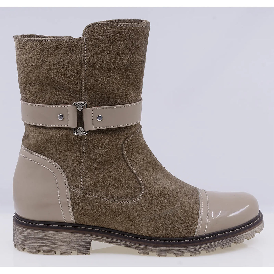 Ghete dama casual piele naturala intoarsa Caspian Adria bej
