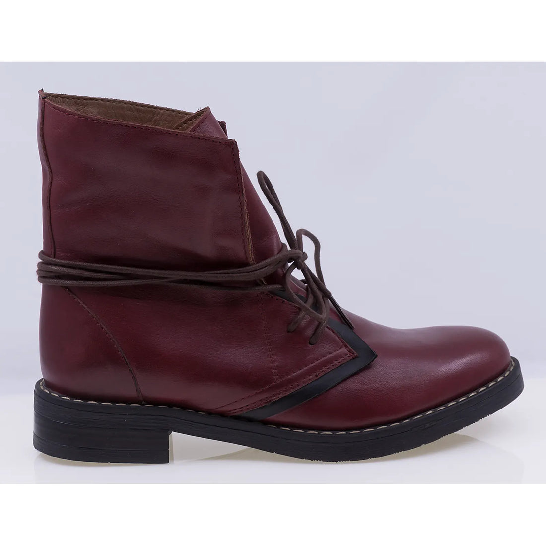 Ghete dama casual piele naturala Caspian Bella bordo