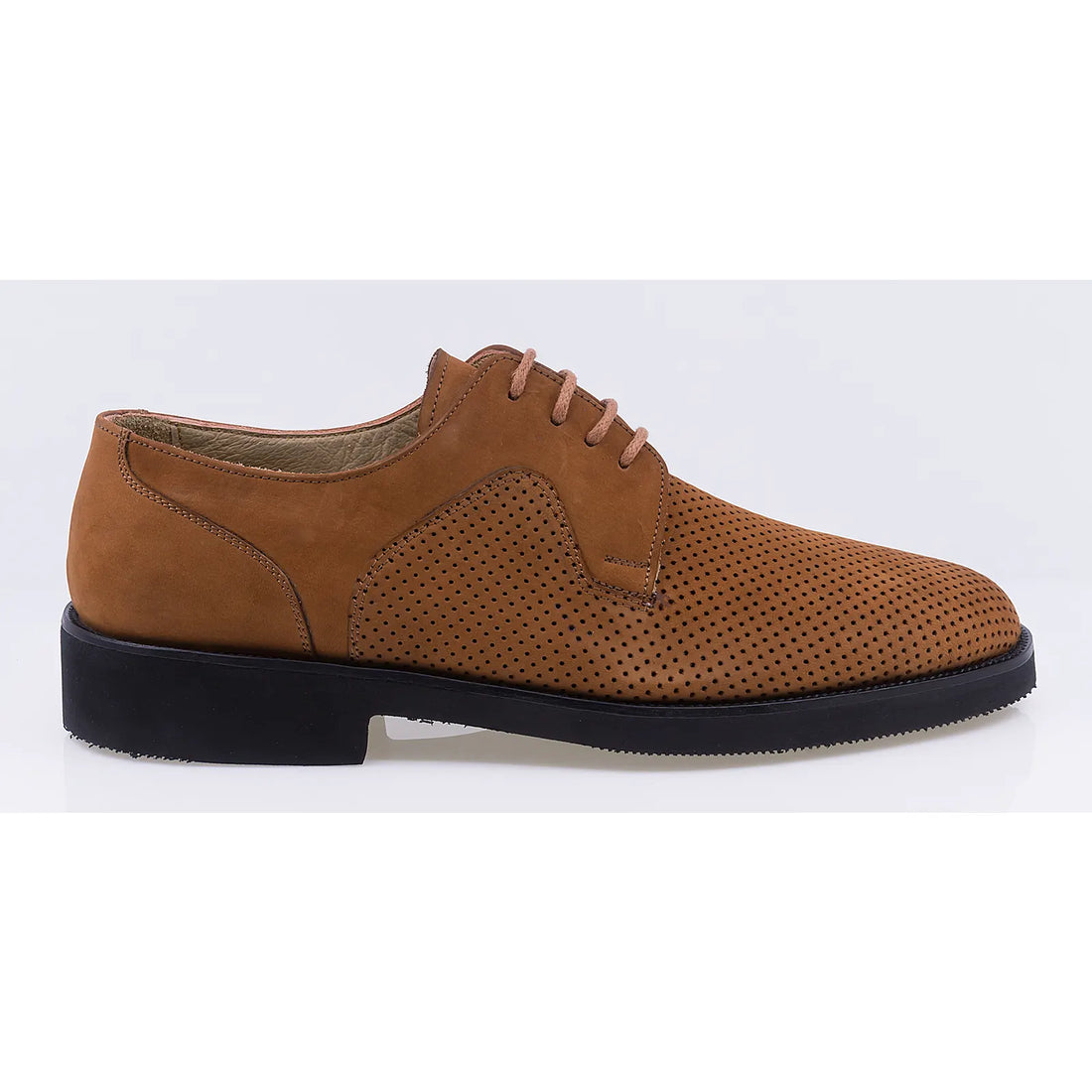 Pantofi barbati casual perforati piele naturala nabuc 777 caramiziu