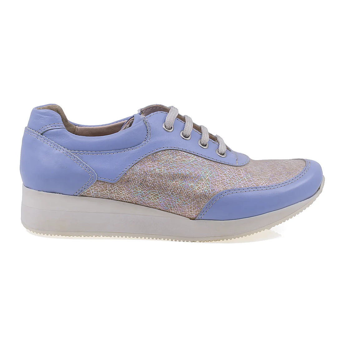 Pantofi dama casual piele naturala Caspian 2115 blu/auriu
