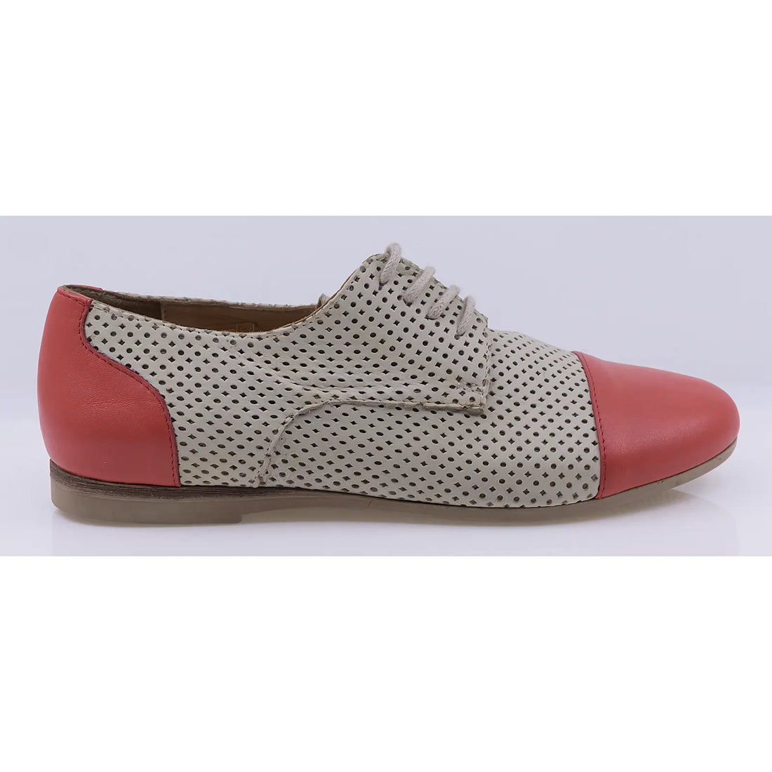 Pantofi dama casual piele naturala Caspian Marta bej/corai