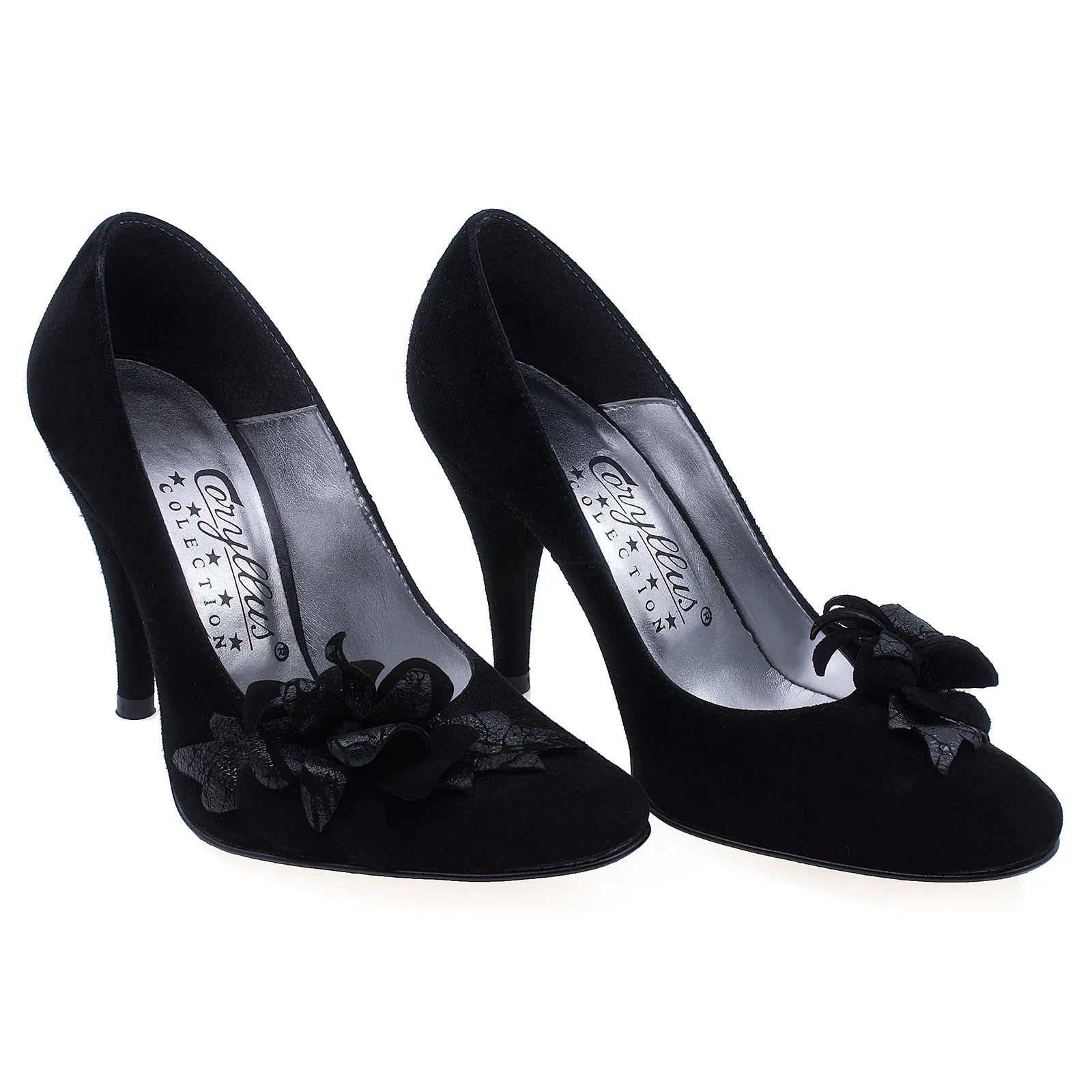 Pantofi Dama, 729, Eleganti, Piele naturala intoarsa, Negru