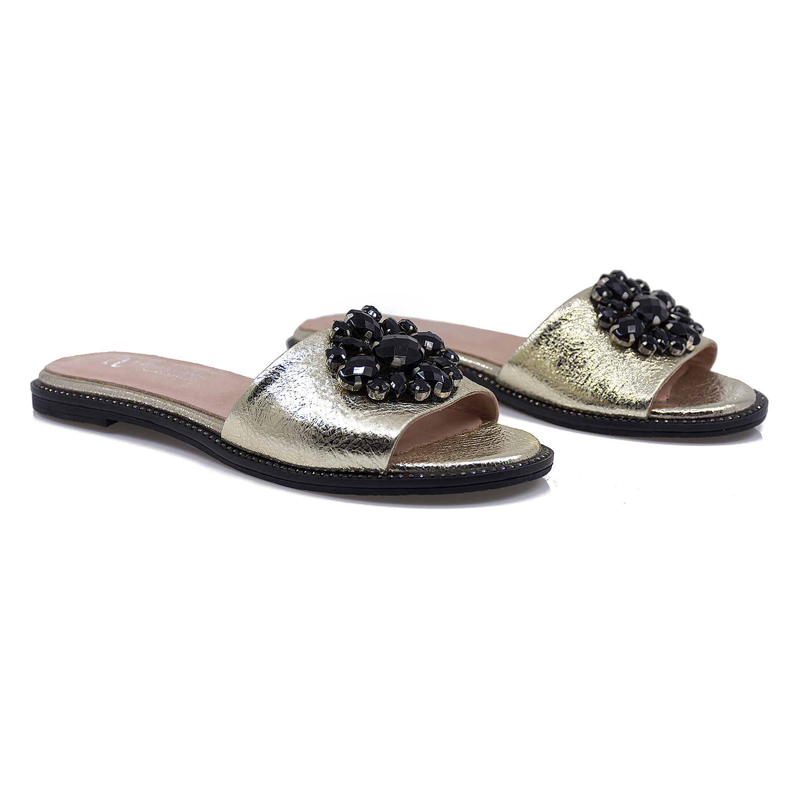 Papuci dama casual piele naturala Anna Viotti 1020-111 auriu