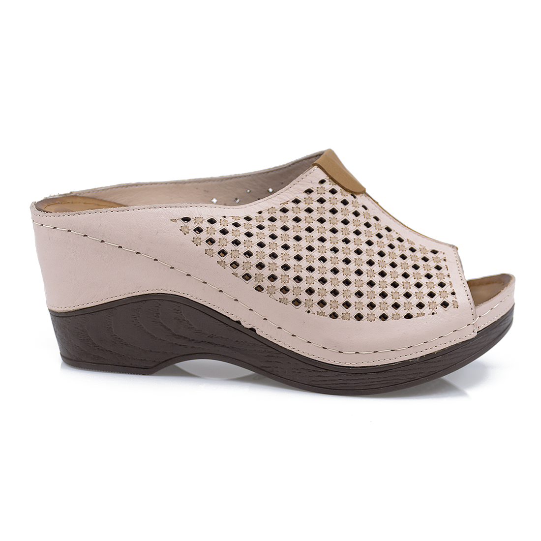 Papuci dama casual  piele naturala Anna Viotti 06-10 L9(36) pudra