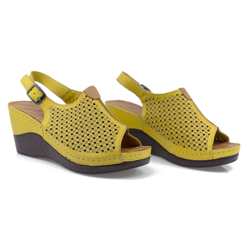 Sandale Dama, Anna Viotti, Ann-06-06 L8(34) Casual, Piele Naturala, Galben