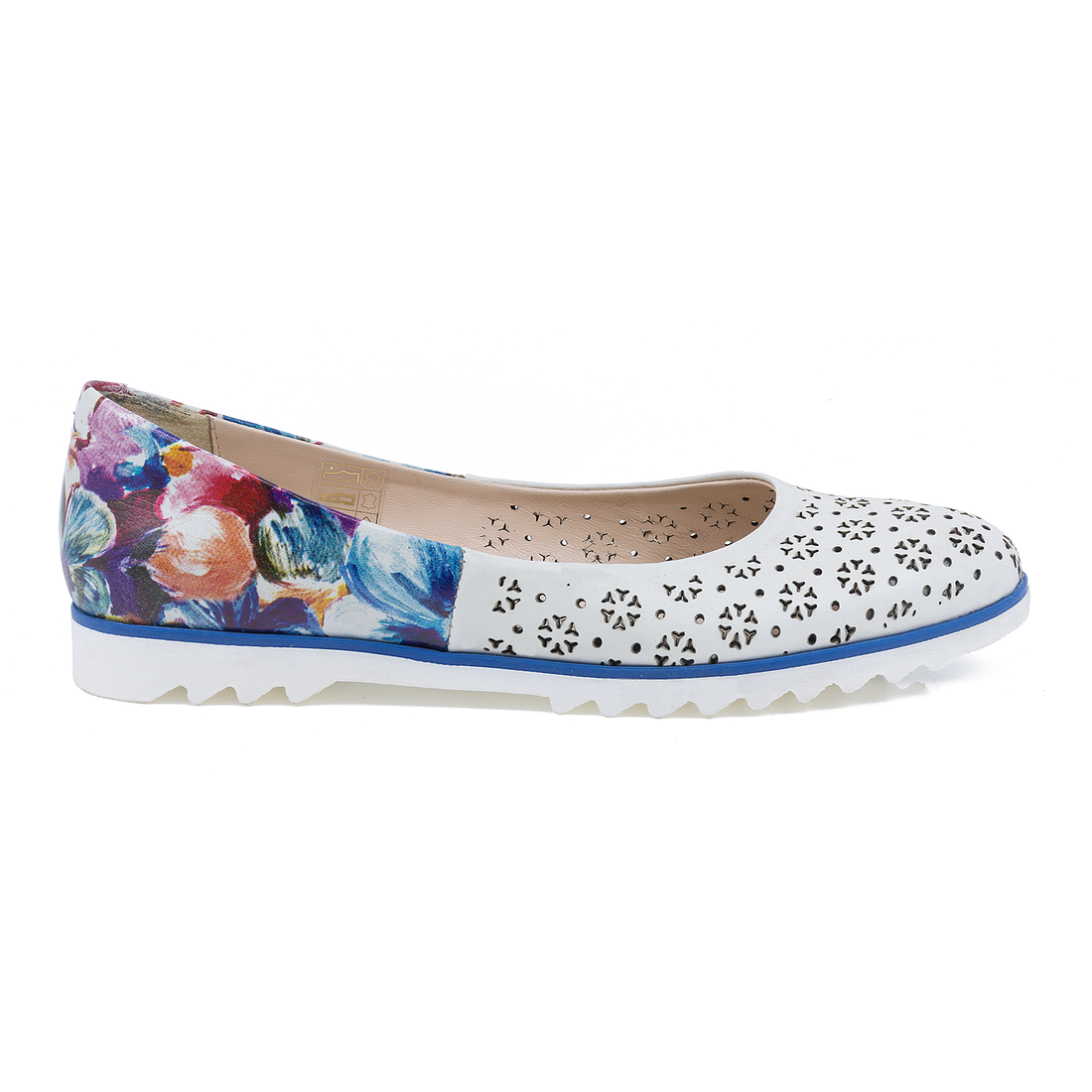 Balerini Dama, Caspian, Cas-Corida, Casual, Piele Naturala, Alb/fl/blu