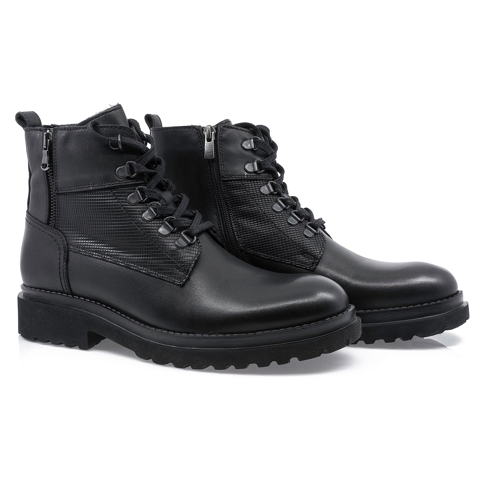 Ghete barbati, Komcero, Kom-8621-5078, casual, piele naturala, negru