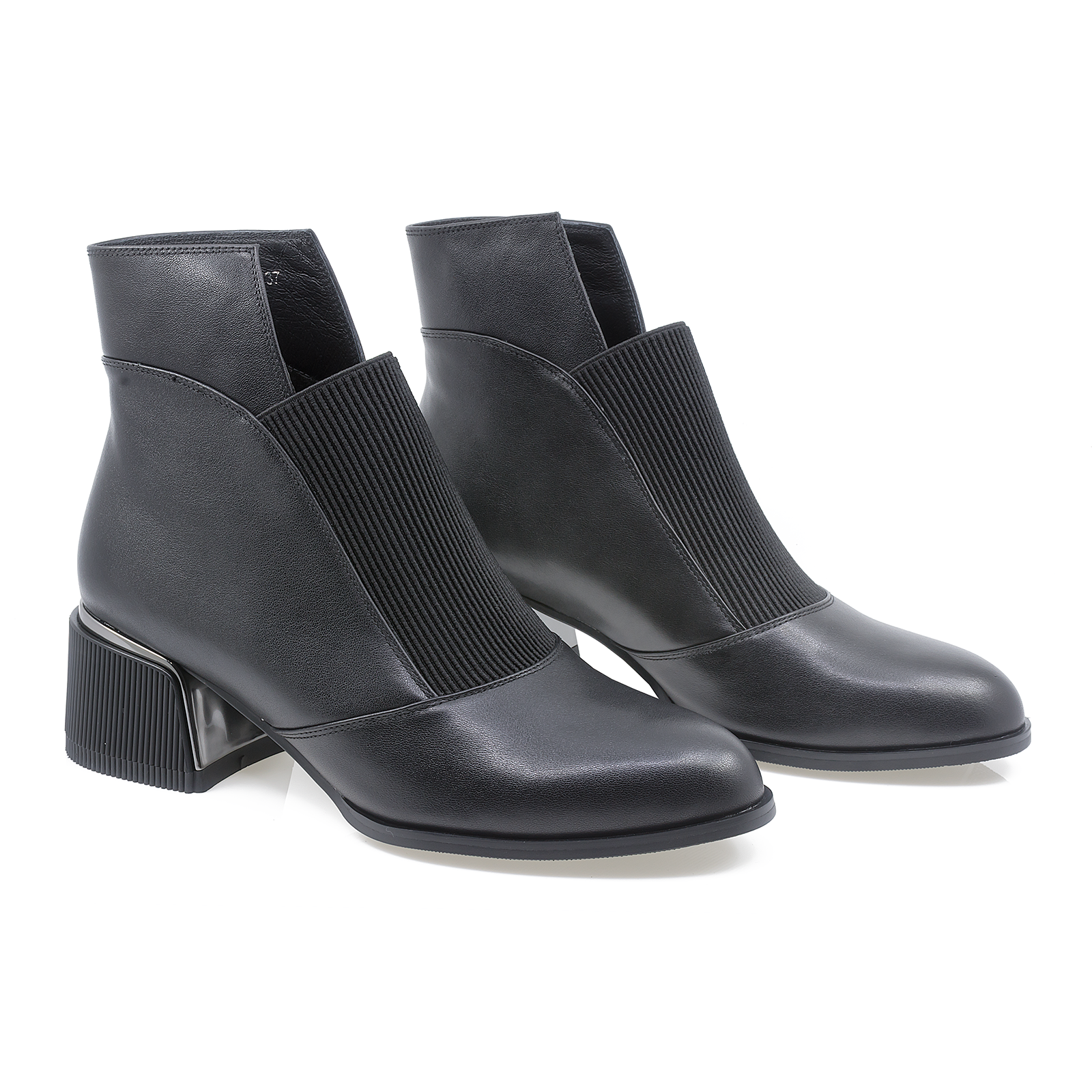 Ghete Dama, Bet-F1046, Elegante, Piele Naturala, Negru