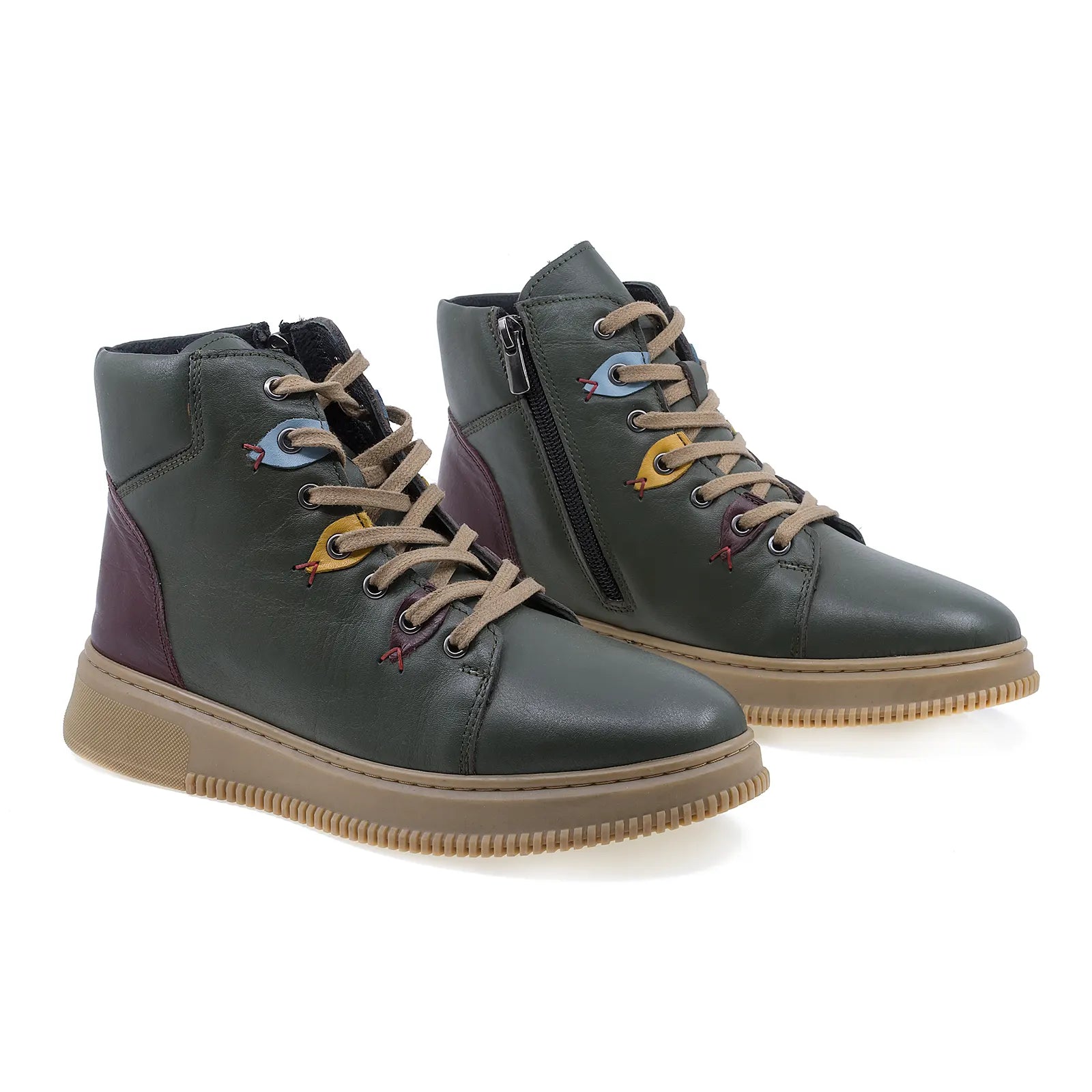 Ghete dama, Caspian, Cas-Ada, casual, piele naturala, Kaki