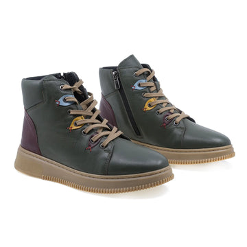 Ghete dama, Caspian, Cas-Ada, casual, piele naturala, Kaki