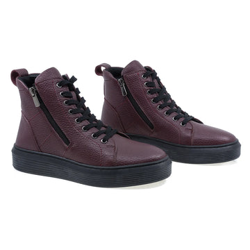 Ghete dama, Caspian, Cas-Boni, casual, piele naturala, bordo