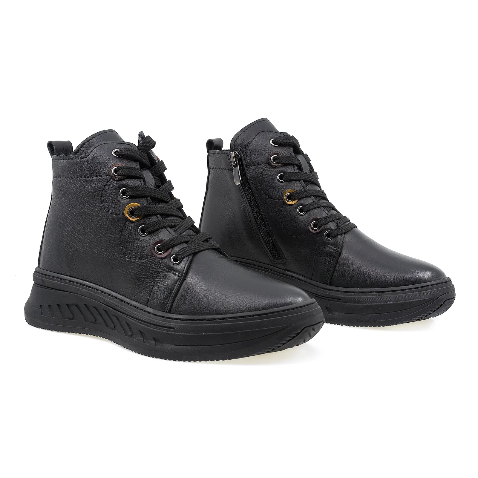 Ghete Dama, Caspian, Cas Tex, Casual, Piele naturala, Negru
