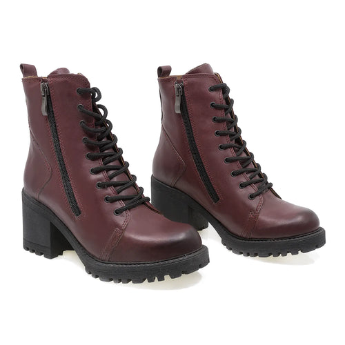 Ghete Dama, Caspian, Cas-Verona, Casual, Piele Naturala, Bordo