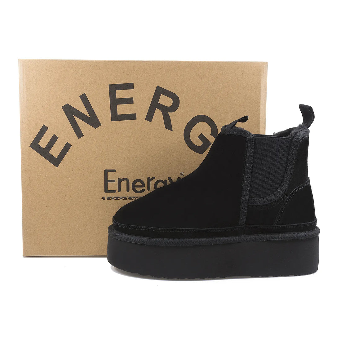 Ghete Dama, ENERGY, ENG-1258, Casual, Piele intoarsa, Negru