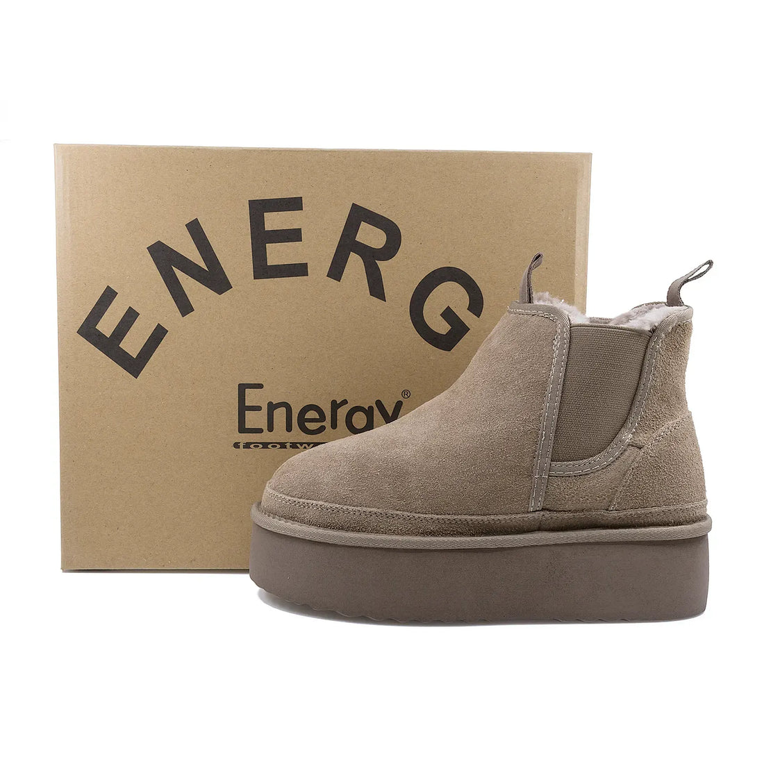 Ghete Dama, ENERGY, ENG-1258, Casual, Piele intoarsa, Taupe