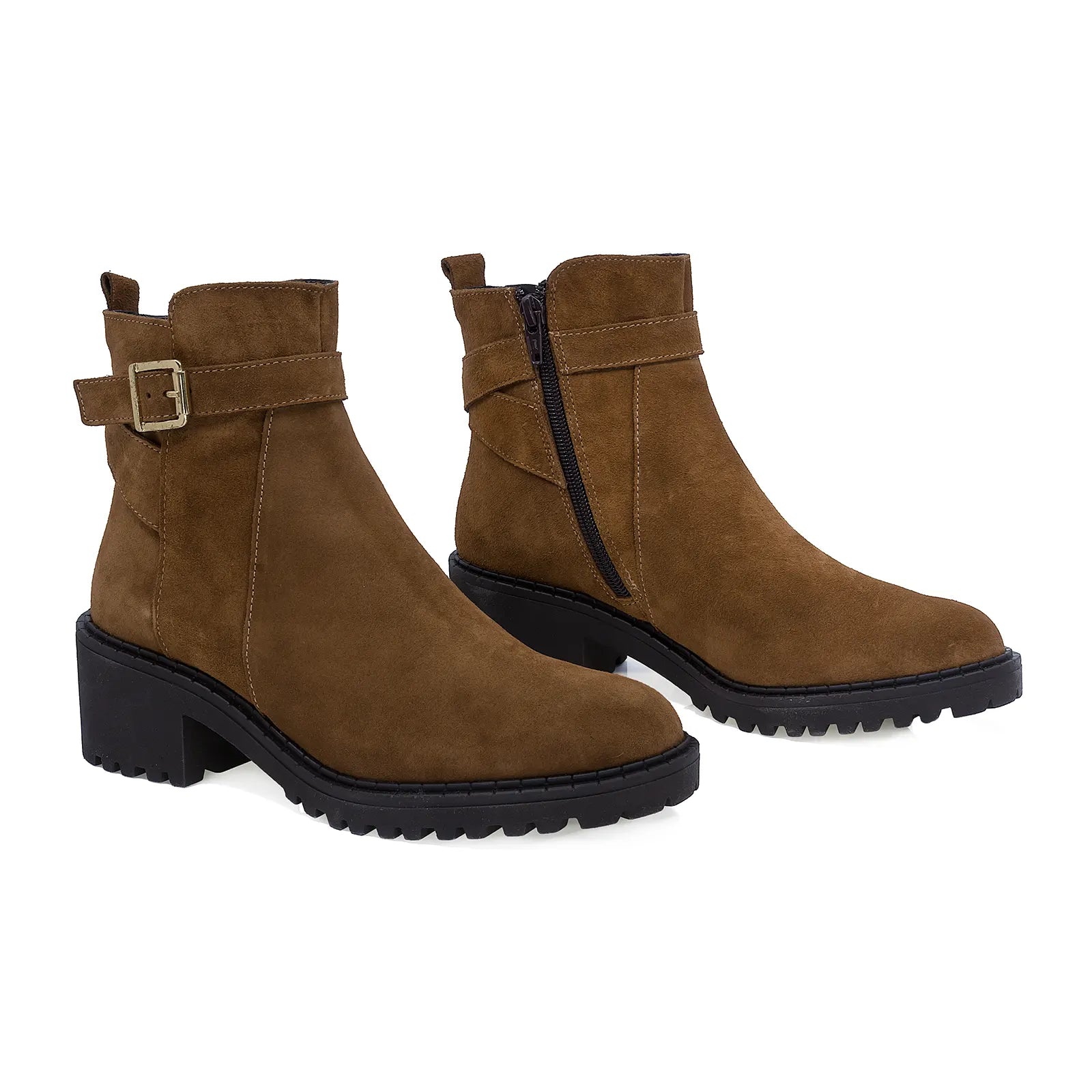 Ghete Dama, Caspian, Cas-Camelia, Casual, Piele Intoarsa, Coniac