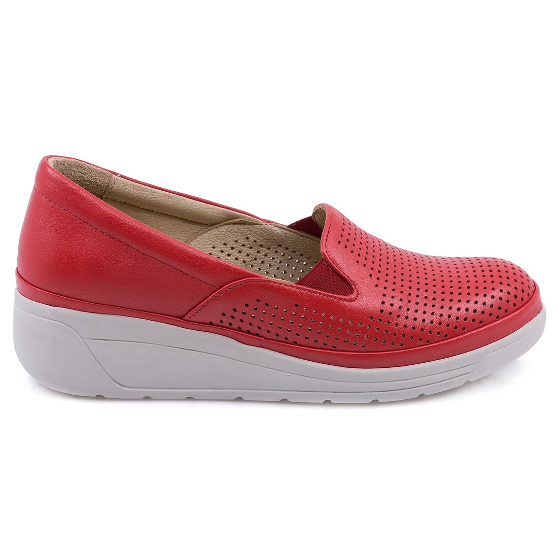 Pantofi Dama, Caspian, CAS-1201, Casual, Piele Naturala, Rosu