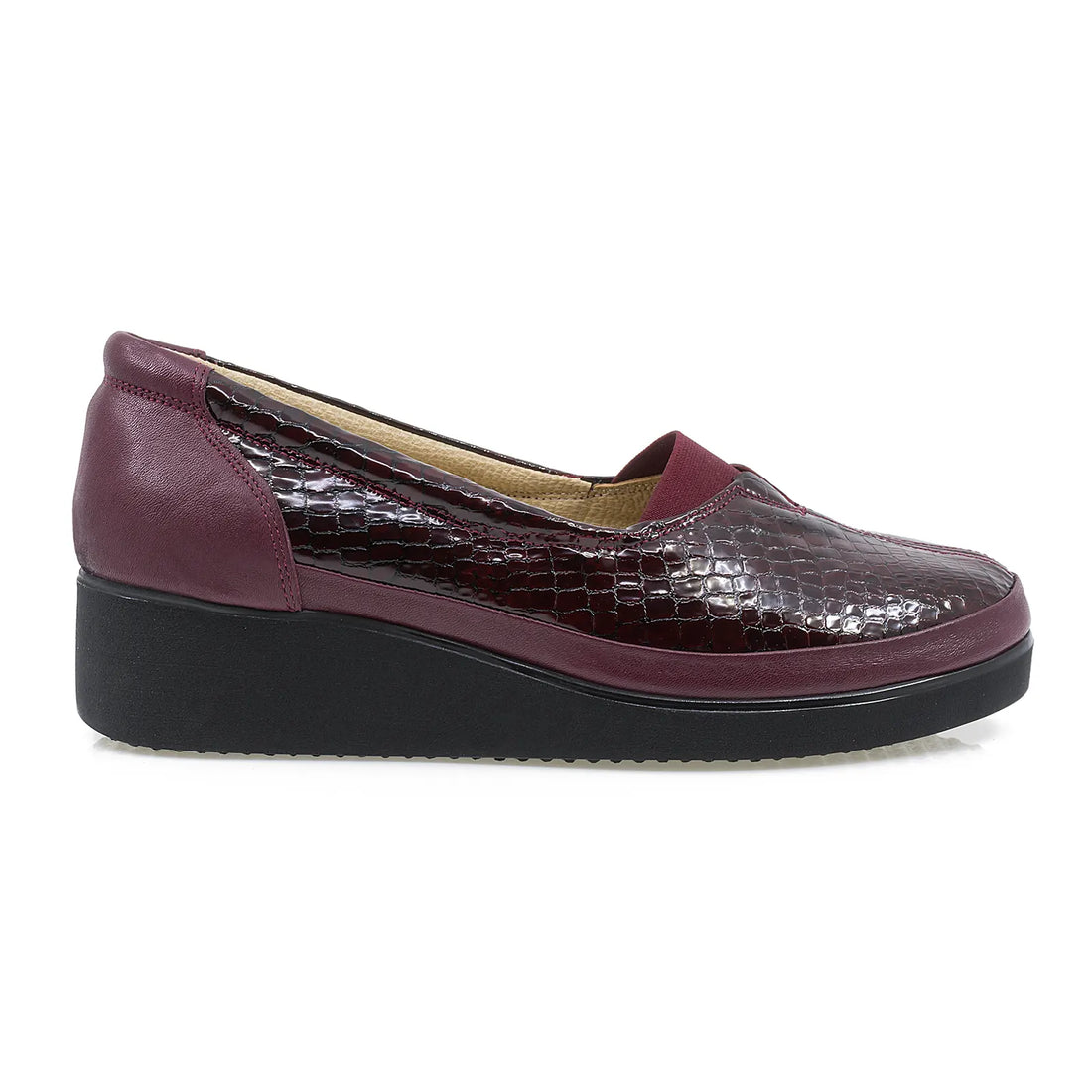 Pantofi Dama, Caspian, Cas-101, Casual, Piele Lacuita, Bordo