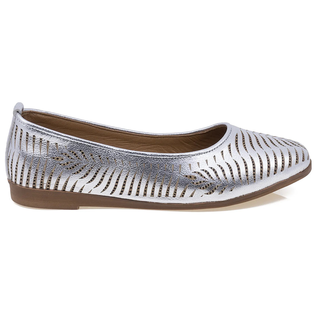 Balerini Dama, Caspian, Cas-114, Casual, Piele Naturala, Argintiu