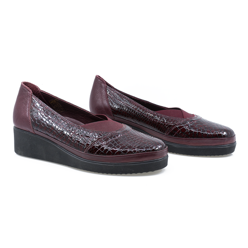 Pantofi dama casual piele naturala lacuita Caspian 118 bordo