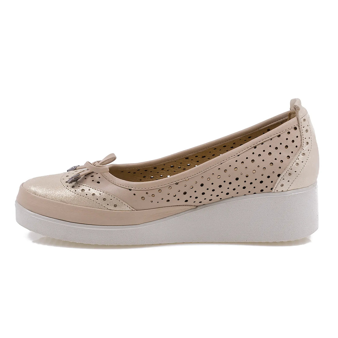 Pantofi dama, Caspian, Cas-119-5826, Casual, Piele naturala, Bej