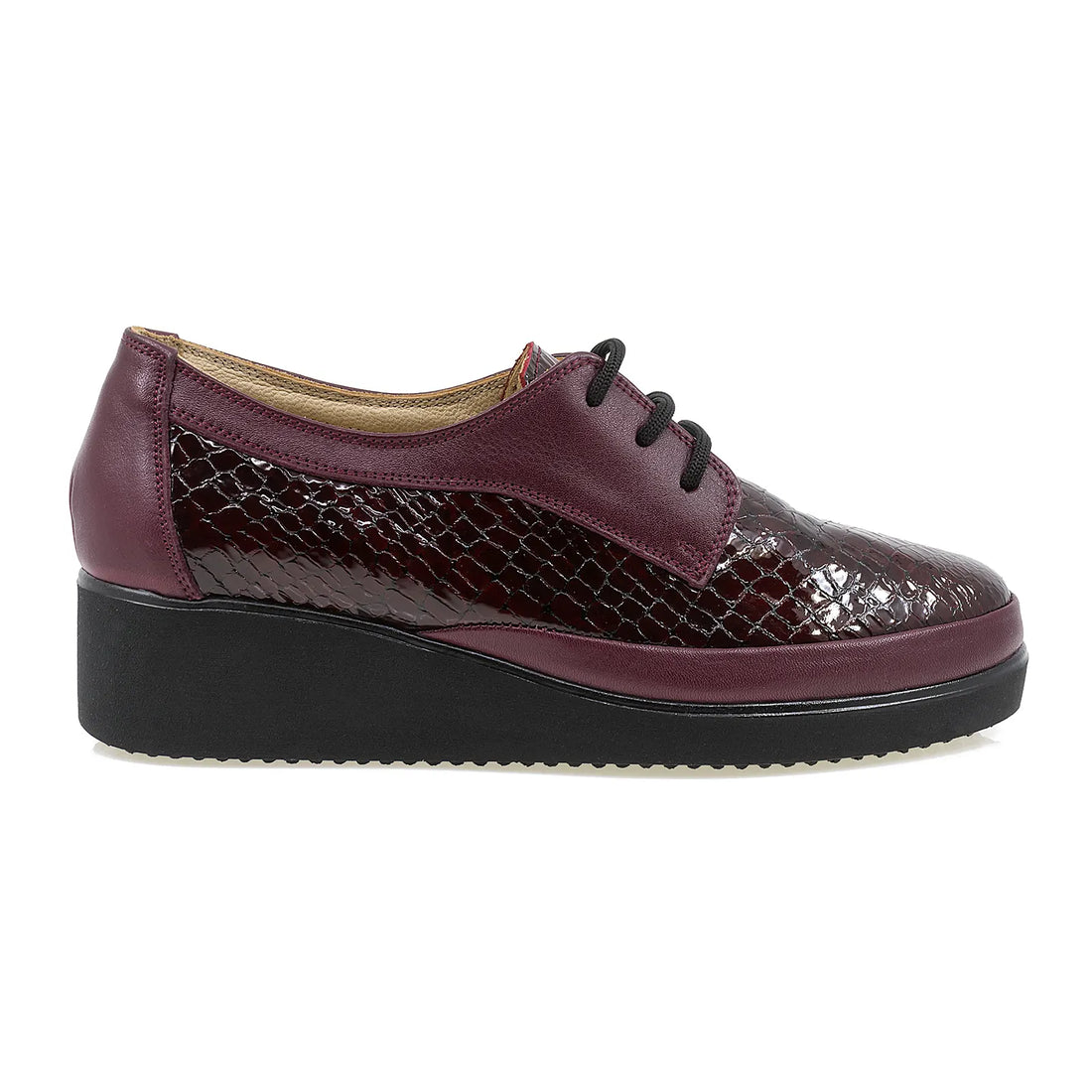 Pantofi dama, Caspian, Cas-124, Casual, Piele naturala lacuita, Bordo