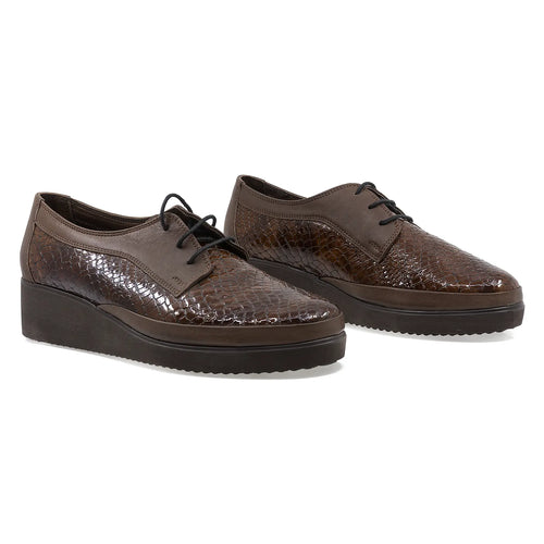 Pantofi Dama, Caspian, Cas-124, Casual, Piele Naturala Lacuita, Maro