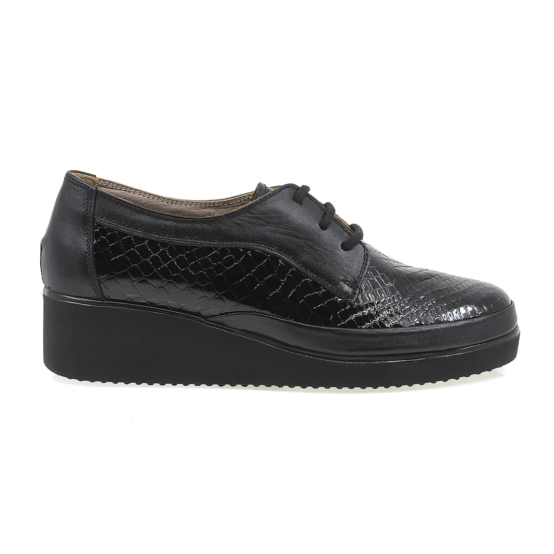 Pantofi dama, Caspian, Cas-124, Casual, Piele naturala lacuita, Negru