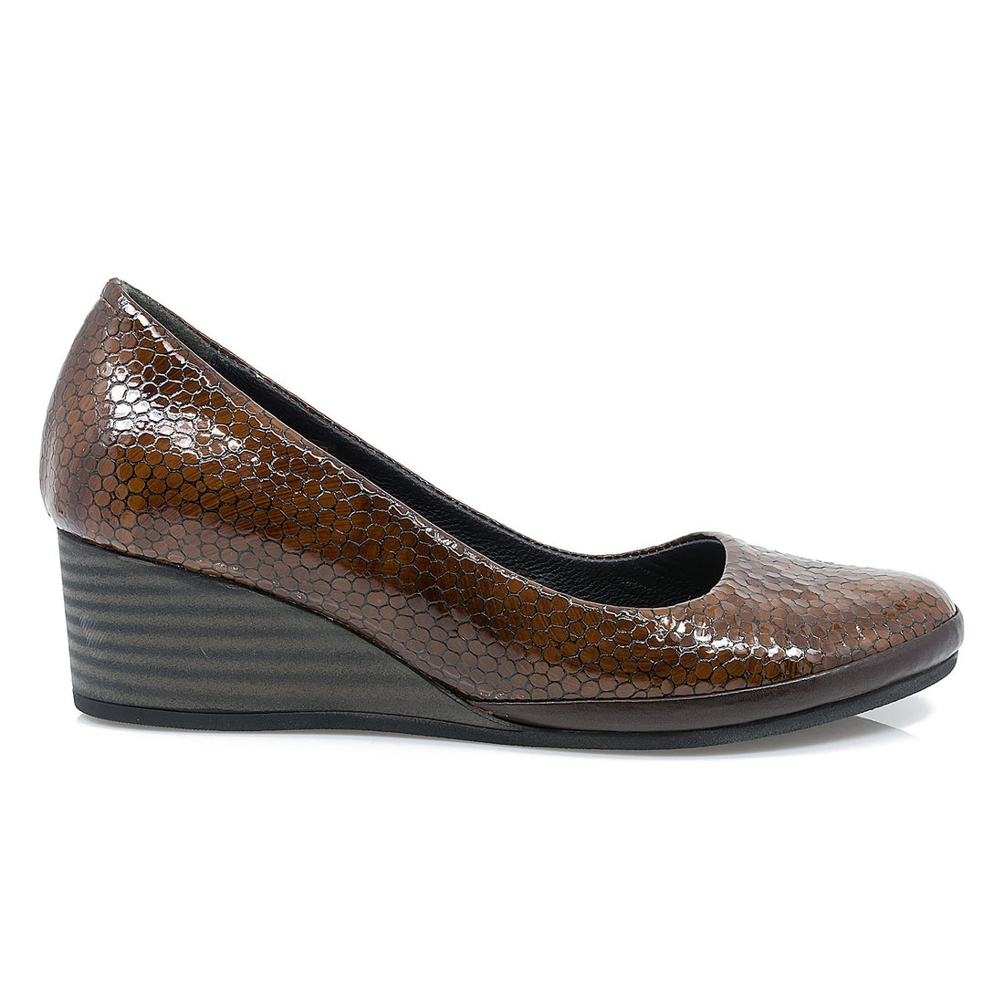 Pantofi dama, Caspian Cas-1853, Casual, piele lacuita, maro