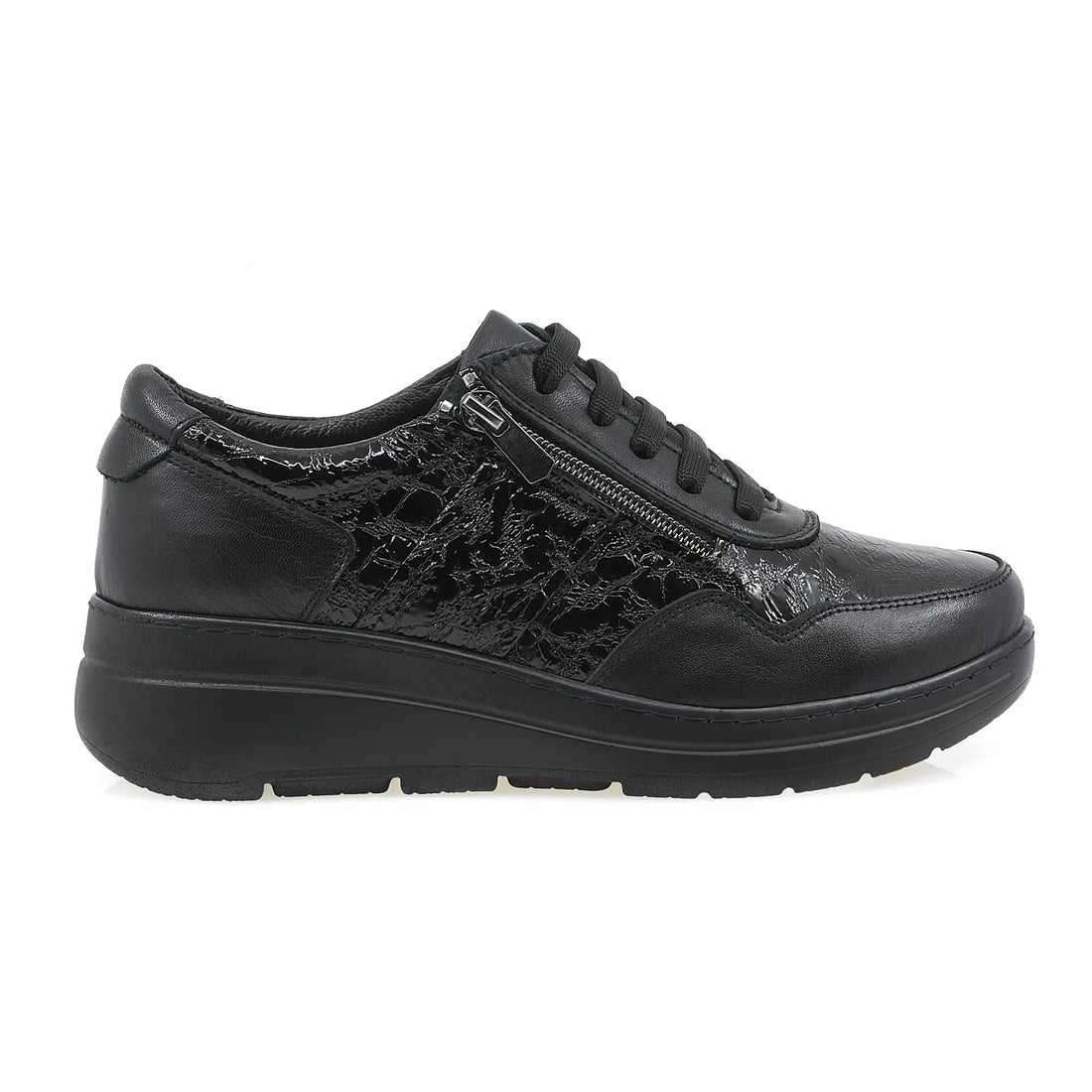 Pantofi Dama, Caspian, Cas-23314-3044, Casual, Piele lacuita, Negru