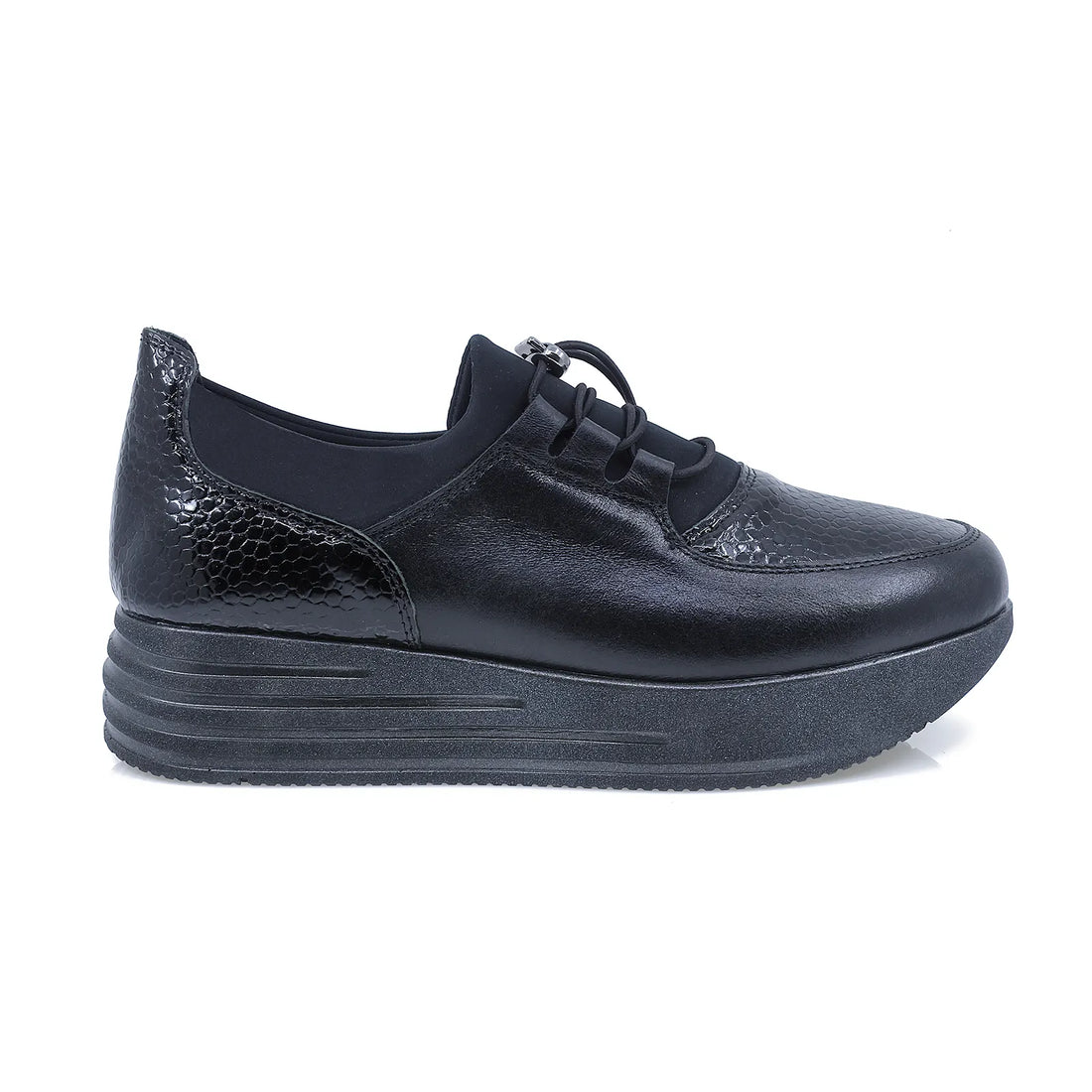 Pantofi dama, Caspian, Cas-3012, casual, piele naturala lacuita, negru