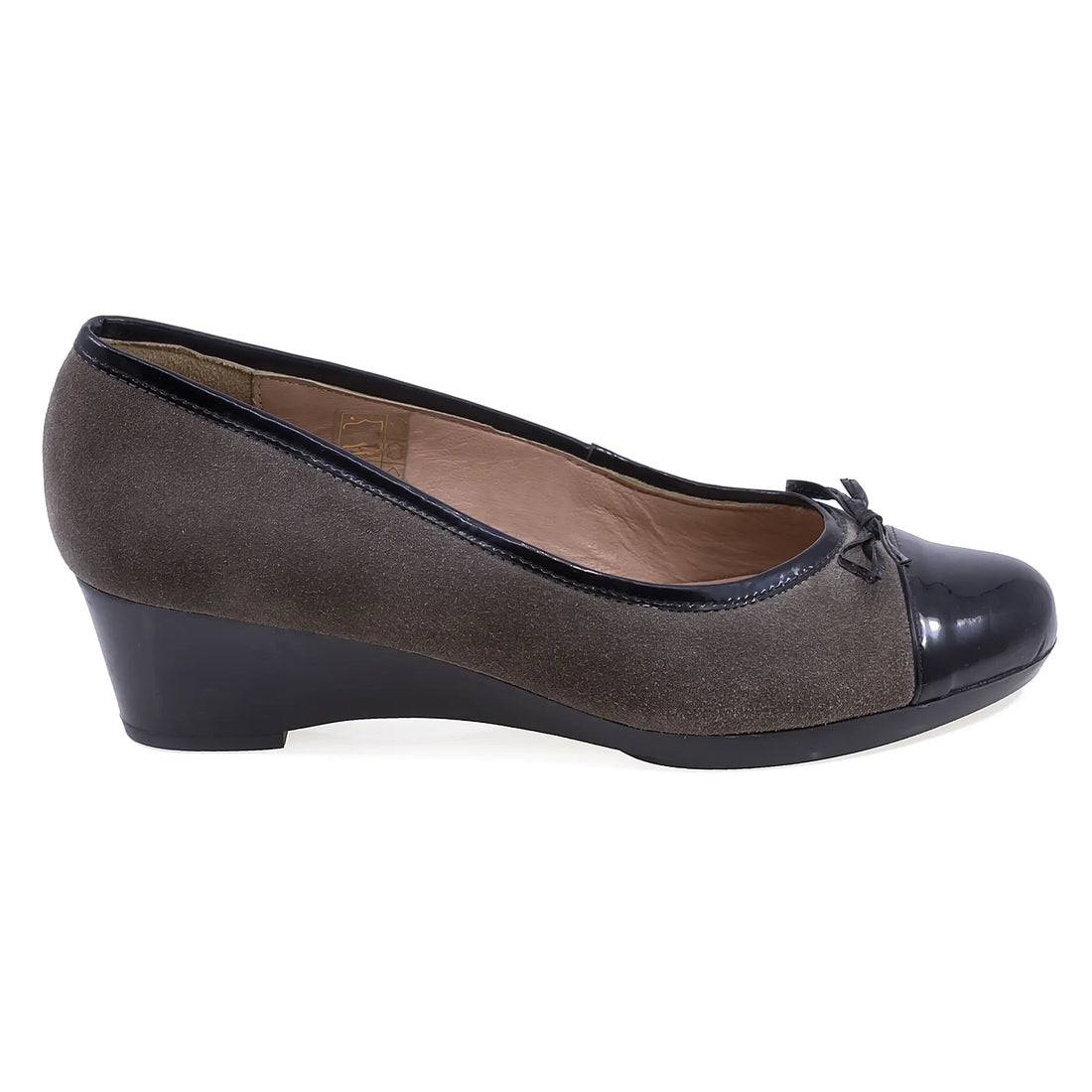 Pantofi Dama, Caspian,  Linda, Casual, Piele naturala intoarsa, Negru lac/grej