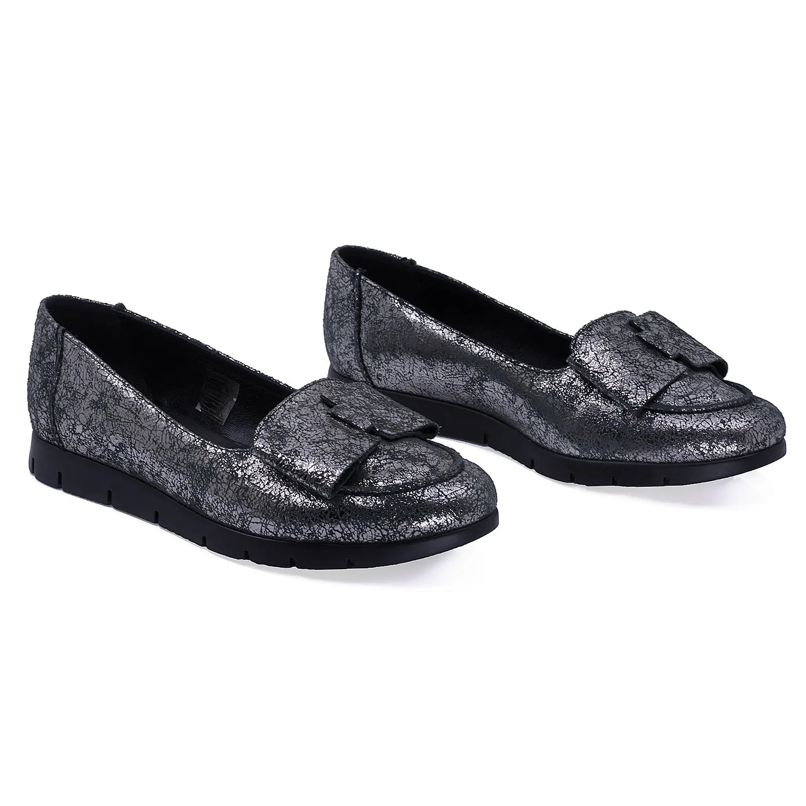 Balerini dama, Caspian, Cas, Nadia/2, Casual, Piele naturala, Negru amasai