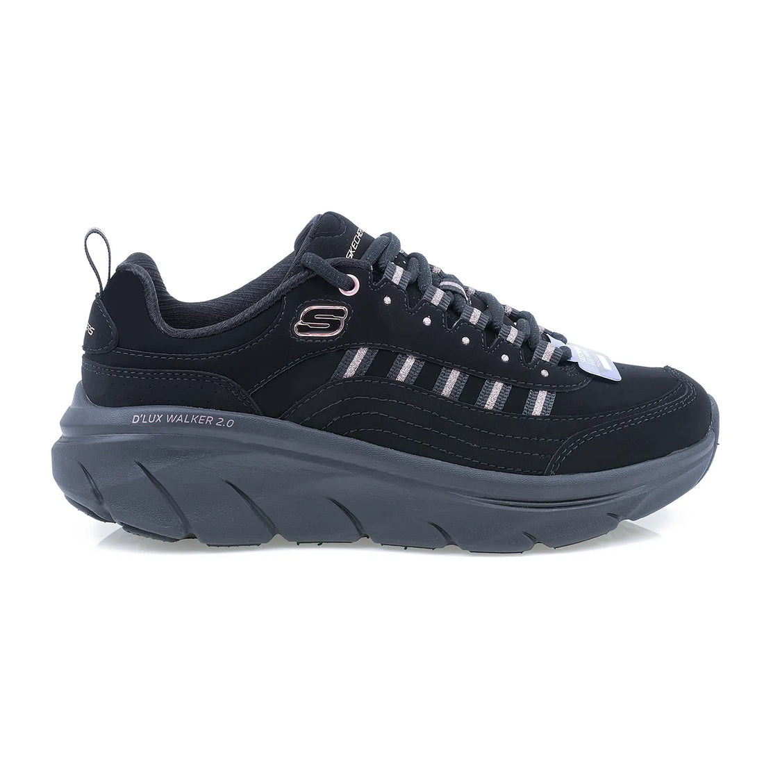 PANTOFI SPORT DAMA, SKECHERS, SKE-150106, D'LUX WALKER, PIELE NABUC, NEGRU