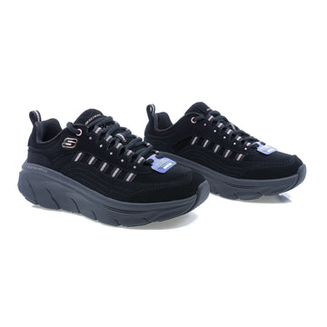 PANTOFI SPORT DAMA, SKECHERS, SKE-150106, D'LUX WALKER, PIELE NABUC, NEGRU