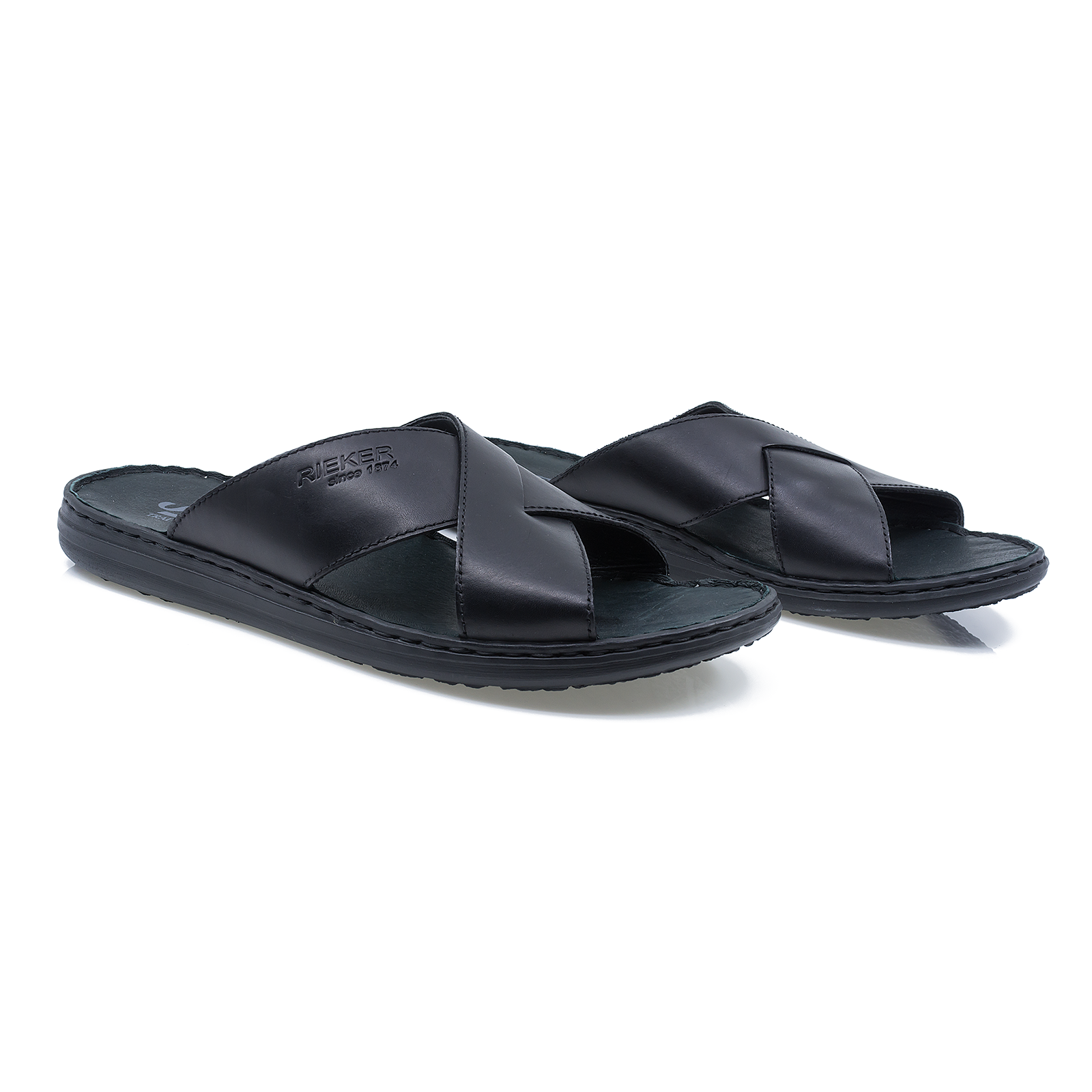 Papuci Barbati, Rieker-21052-00, Casual, Piele Naturala, Negru