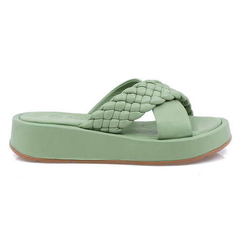 Papuci dama, Caspian, Cas-241-2071, casual, piele naturala, verde