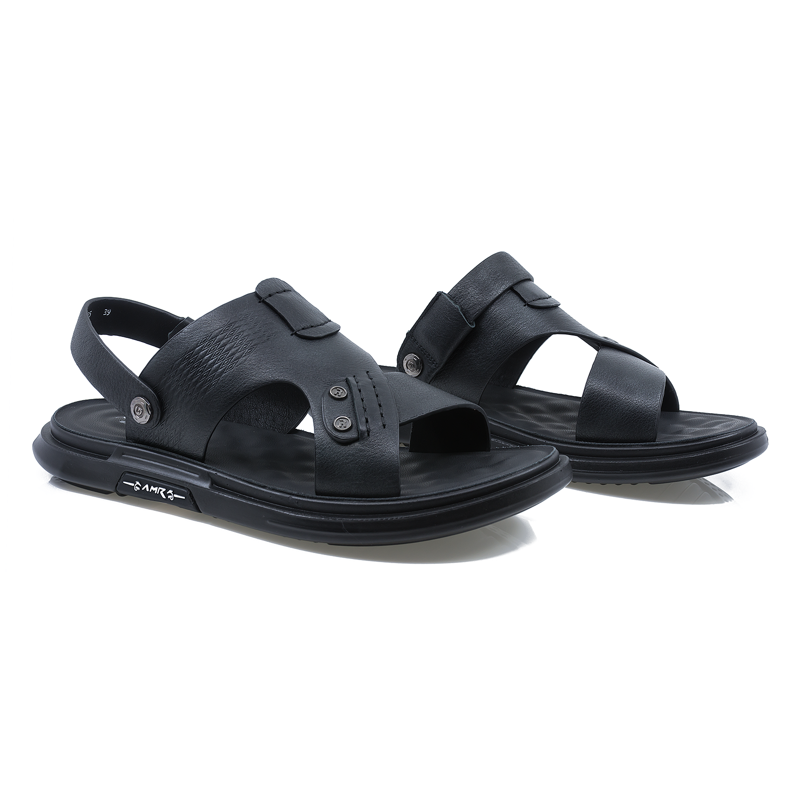 SANDALE Barbati, Mels-MEL-6055, Cazual, Piele Naturala, Negru