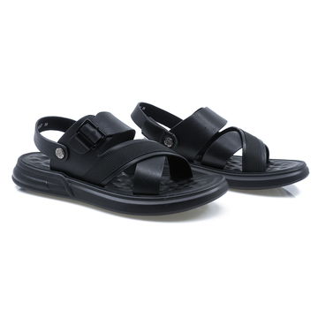 SANDALE Barbati, Mels-MEL-95027, Cazual, Piele Naturala, Negru