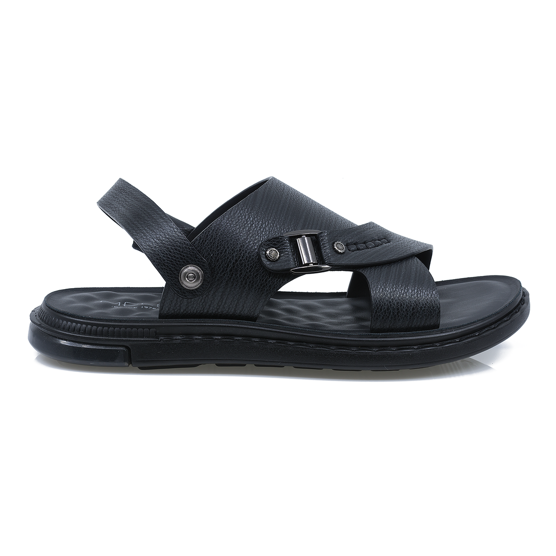 SANDALE Barbati, Mels-MEL-J21, Cazual, Piele Naturala, Negru