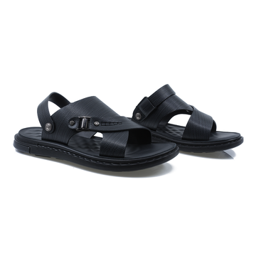 SANDALE Barbati, Mels-MEL-J21, Cazual, Piele Naturala, Negru