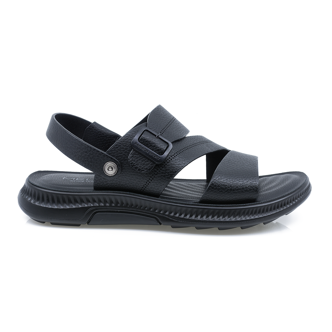 SANDALE Barbati, Mels-MEL-J23, Cazual, Piele Naturala, Negru