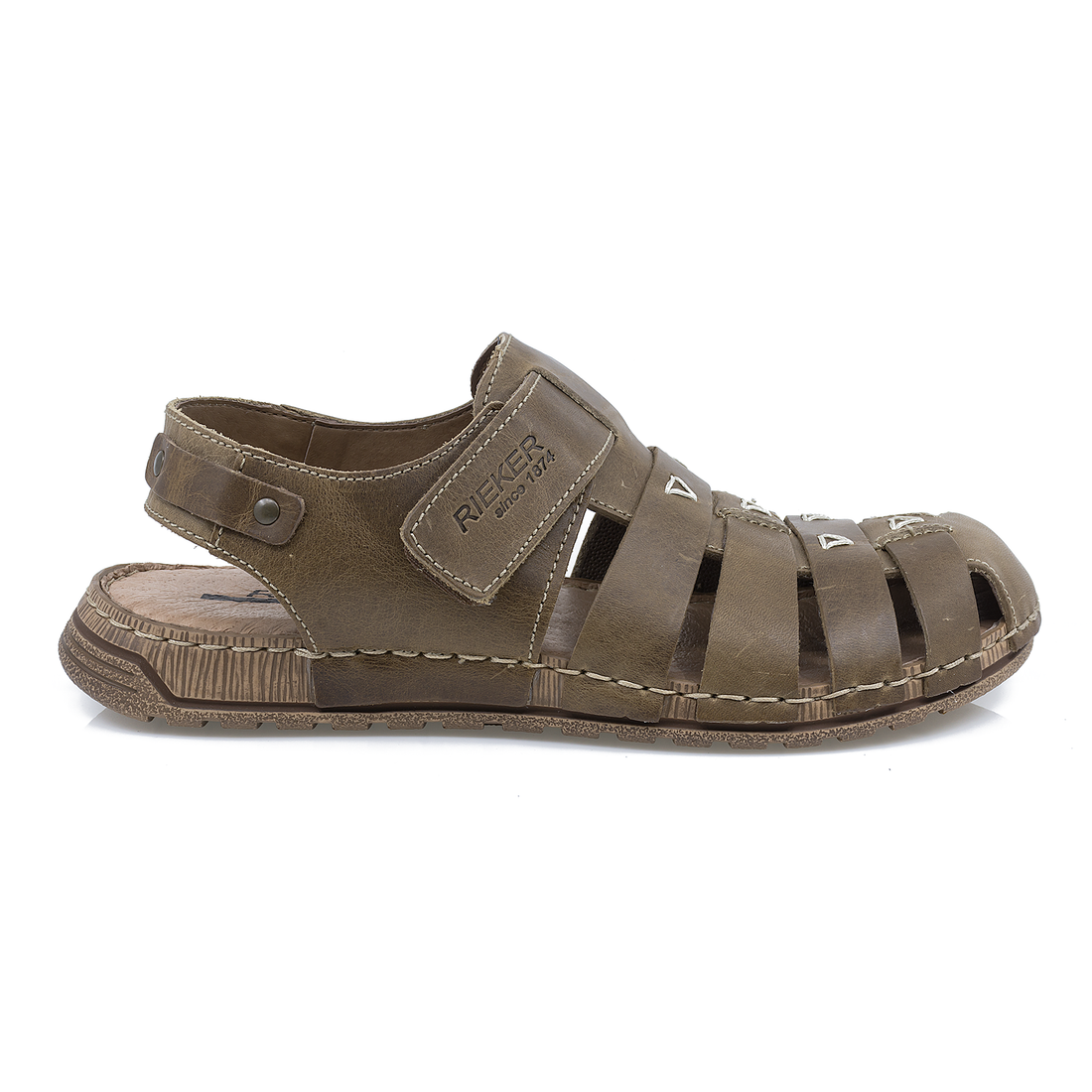 Sandale Barbati, Rieker-21974-20, Casual, Piele Naturala, Maro