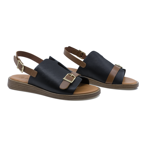 Sandale Dama, Caspian, Cas-1317, Casual, Piele Naturala, NEGRU