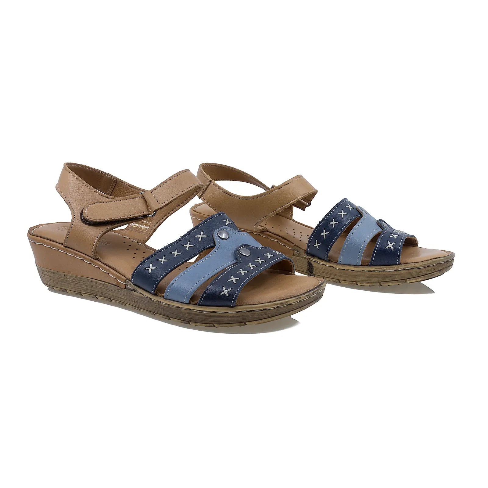 Sandale Dama, Caspian, Cas-1726, Casual, Piele Naturala, Bleumarin